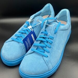 BIRKENSTOCK Bend Low Sky Blue Suede Embossed Sneakers Mens 8 Wide Toe Unisex NEW